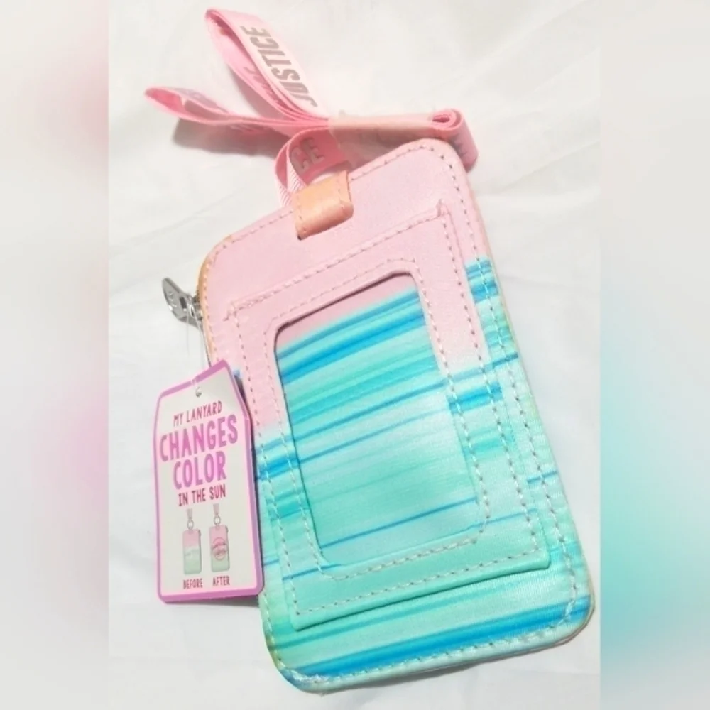 Justice Tropical Vibes Changing Color Hanging ID Case
